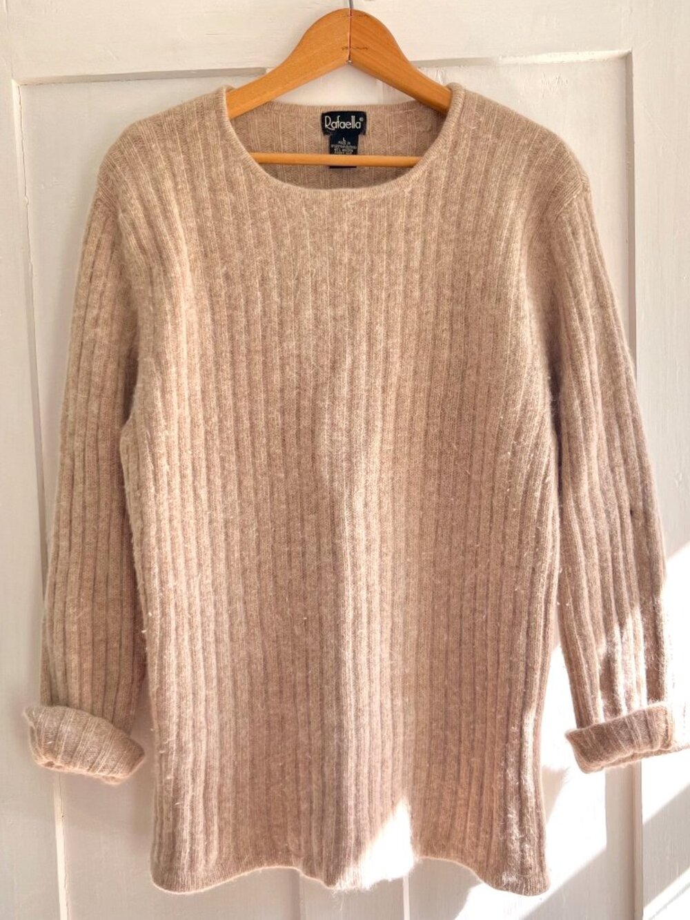 Vintage Angora/Lambswool Blend Ribbed Sweater